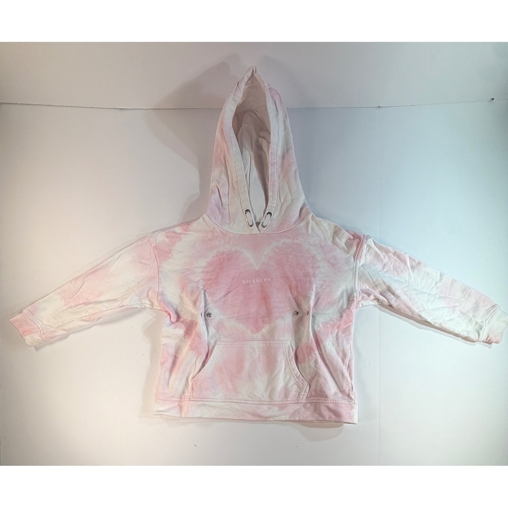 Givenchy Kids Pink Tie Dye Heart Logo Hoodie Sweatshirt Size 10 H15286